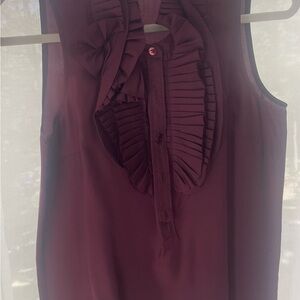J. Crew Burgundy Ruffle Blouse